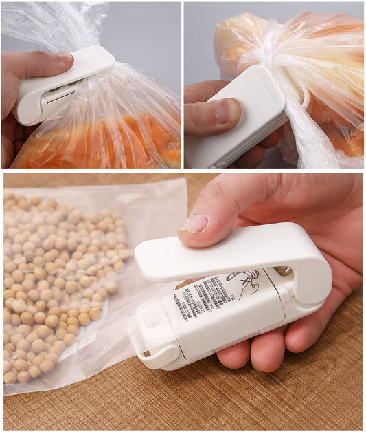 Hand pressure portable snack seal clip